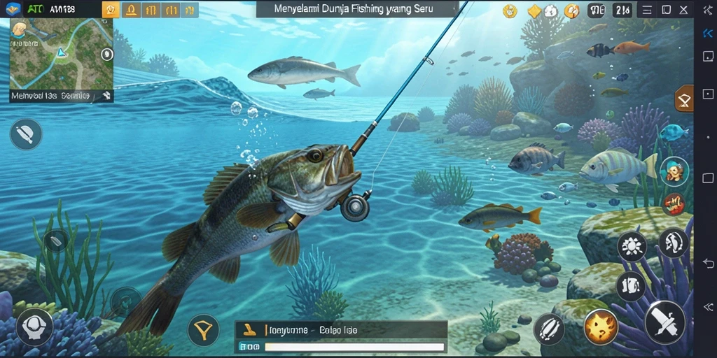 Tampilan gameplay ATOM138 yang menampilkan aksi memancing yang seru.