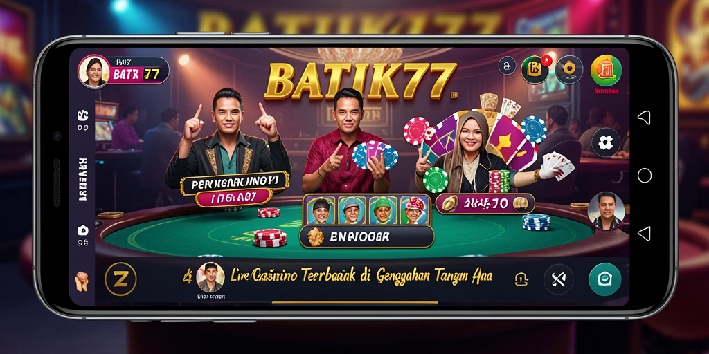 Screenshot gameplay Live Casino dari BATIK77 yang menunjukkan dealer profesional.
