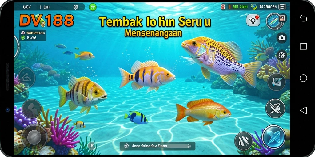 Screenshot gameplay DV188 yang menunjukkan aksi menembak ikan.