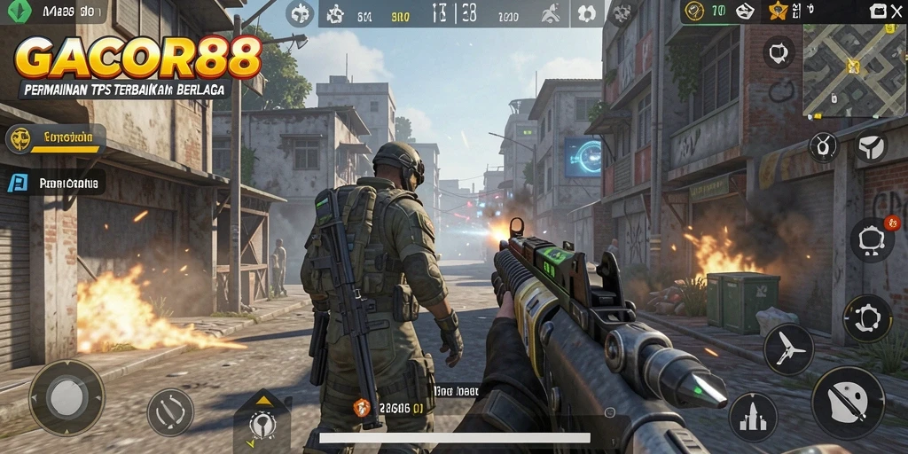 Tampilan antarmuka dan aksi seru dari gameplay TPS.