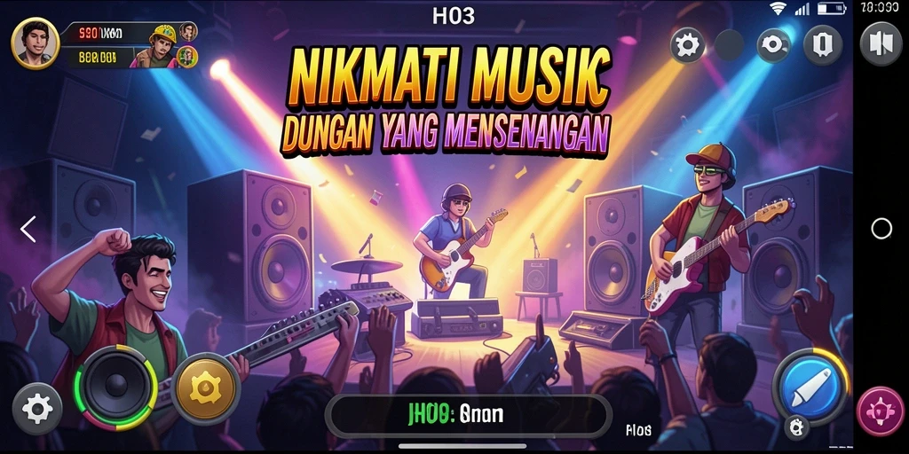Tampilan gameplay H03 yang memukau dengan berbagai genre musik.