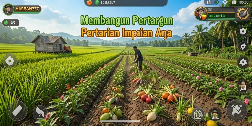 Gameplay menarik dalam <strong>HARAPAN777</strong> dengan pertanian yang subur.