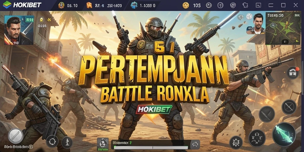 Screenshot menampilkan pertarungan epik dalam HOKIBET Battle Royale.