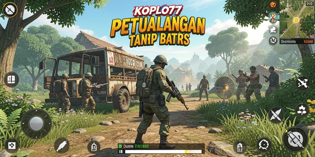 Screenshot gameplay KOPLO77 menampilkan dunia terbuka yang luas dan dinamis.