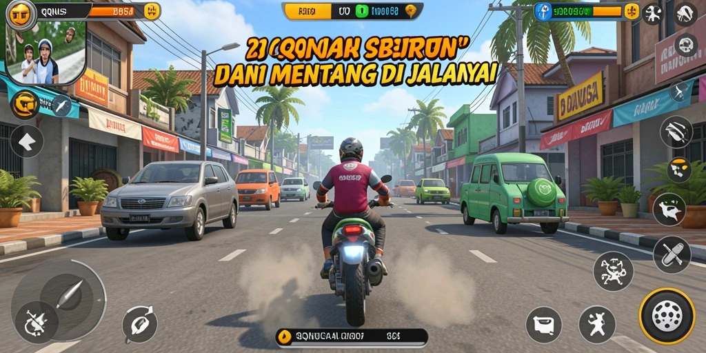 Gameplay balapan seru di QQNUSA dengan jalanan yang menantang.