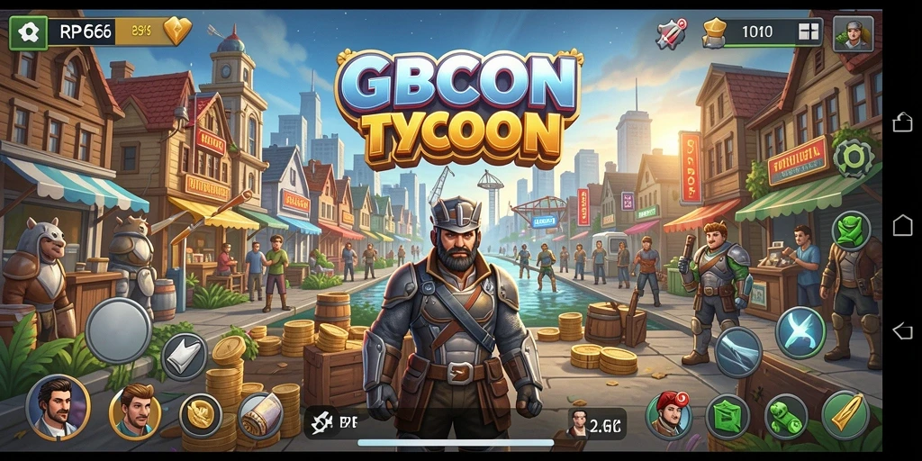 Tampilkan screenshot gameplay seru RP66 yang menampilkan simulasi bisnis.