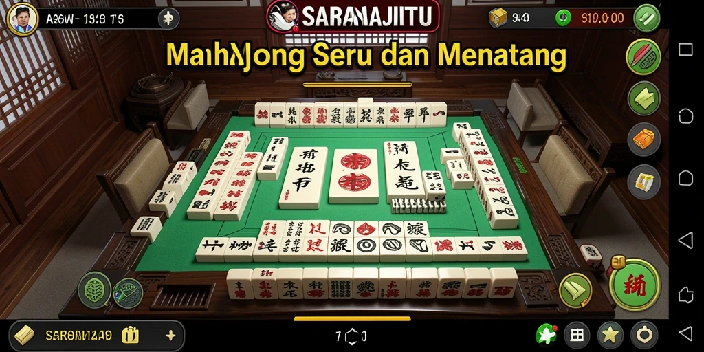 Tampilan gameplay SARANAJITU dengan desain ubin Mahjong yang menarik.
