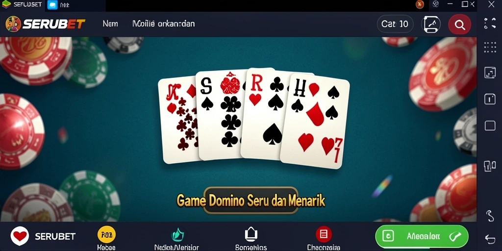 Screenshot SERUBET menampilkan gameplay Domino yang menarik dan penuh aksi.