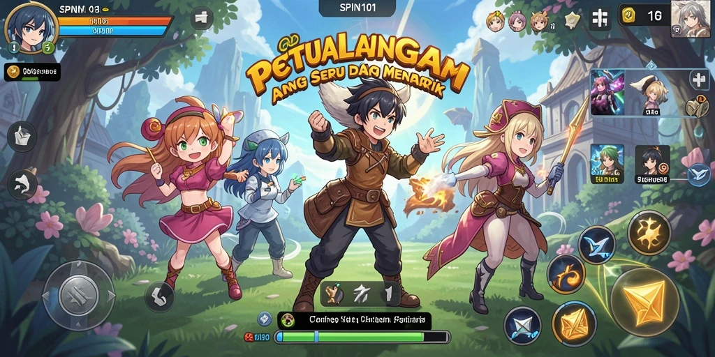 Screenshot gameplay SPIN101 menampilkan karakter anime dalam aksi epik.